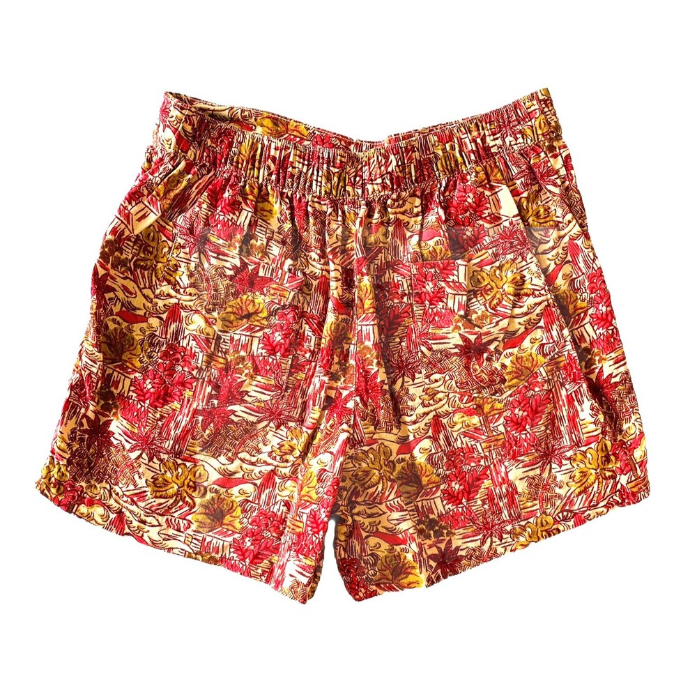 Joie Linen Rayon Pull-on Shorts Medium Pink Tropical Palm Beach Coastal Resort - Picture 6 of 11